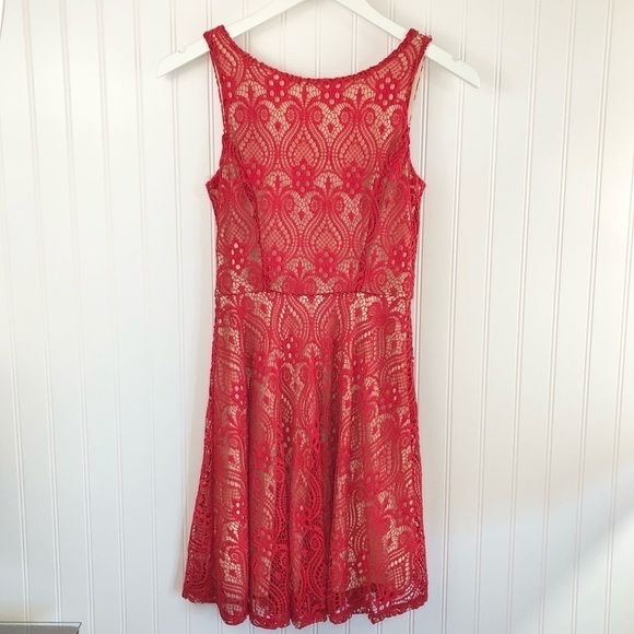 Speechless Red Lace Fit and Flare Dress Sz XS - Picture 2 of 14